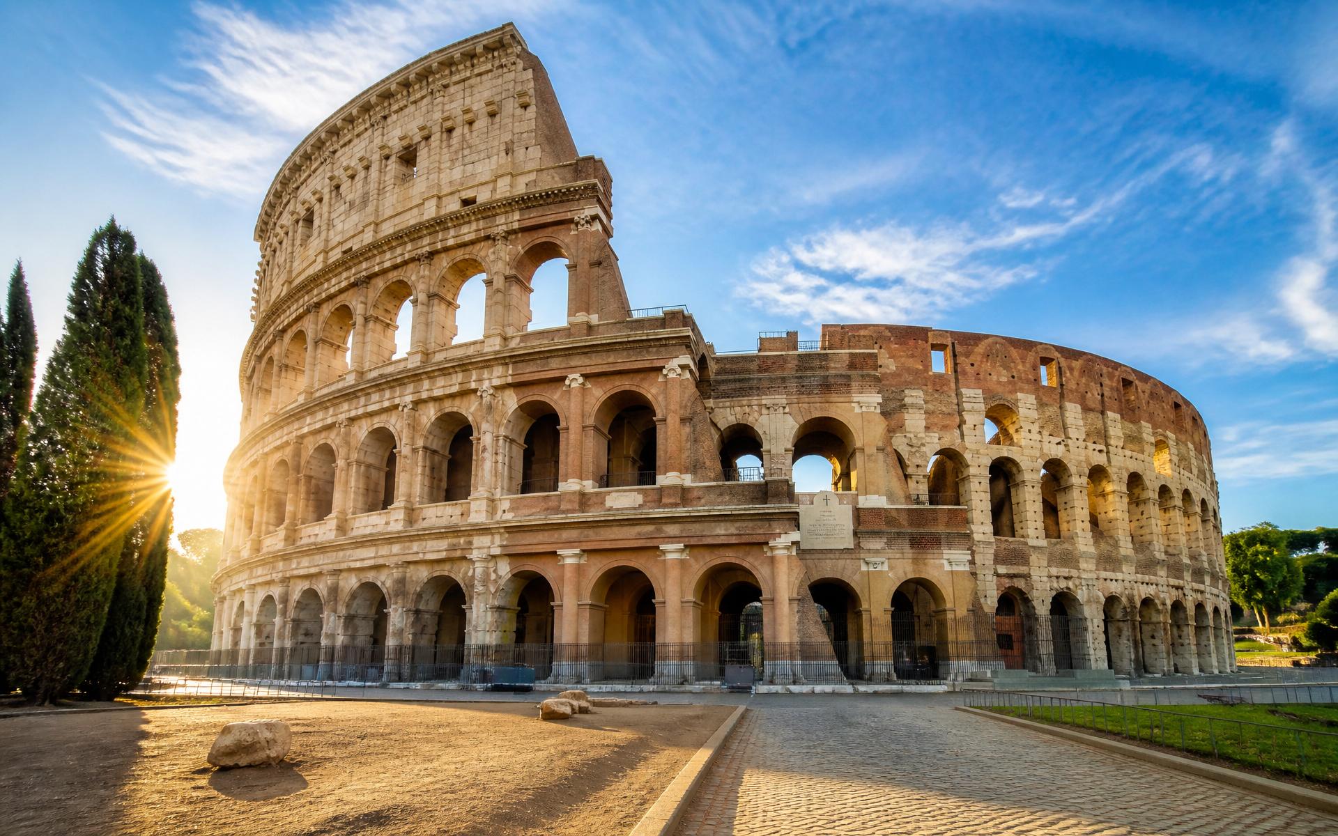 The Colosseum in Rome at golden hour