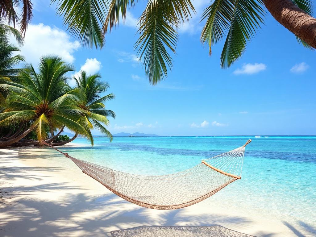 Tropical beach with hammock
