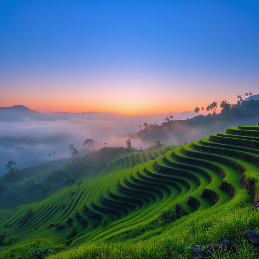 Tegallalang rice terraces at sunrise, Bali
