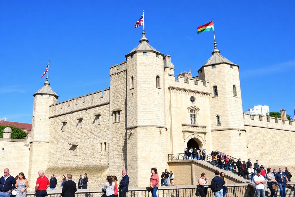 Tower of London and Tower Bridge on a clear day