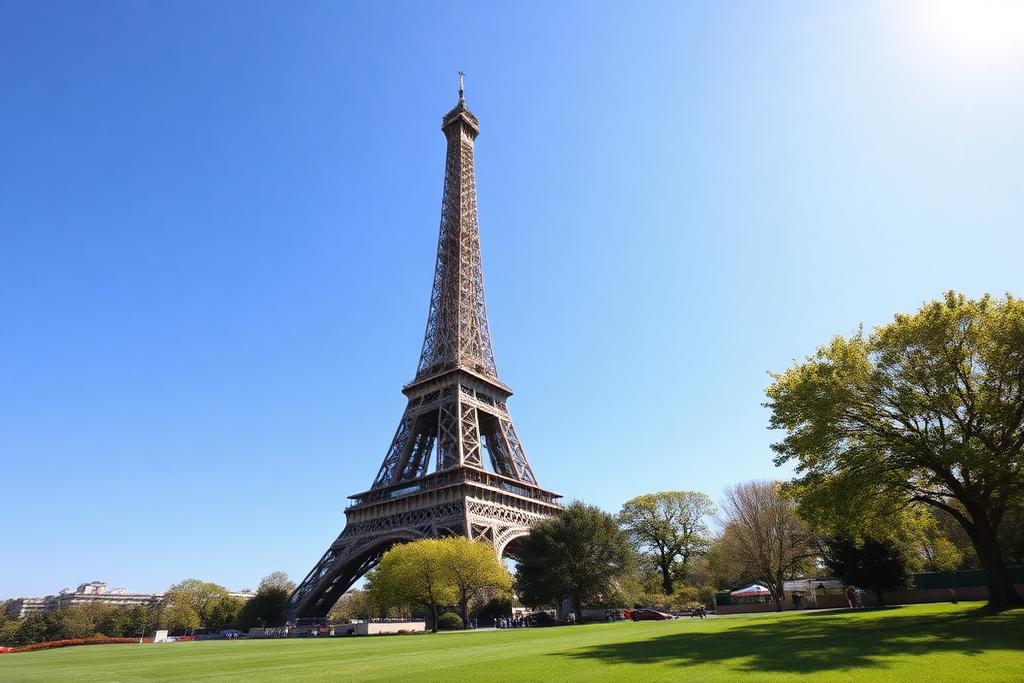 Eiffel Tower on a bright Paris morning
