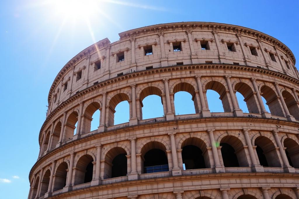 The Colosseum in Rome under a clear sky